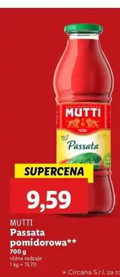 Lidl Passata pomidorowa z bazylią Mutti oferta