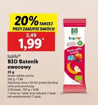 Lidl Baton banan jabłko i aronia Lupilu oferta