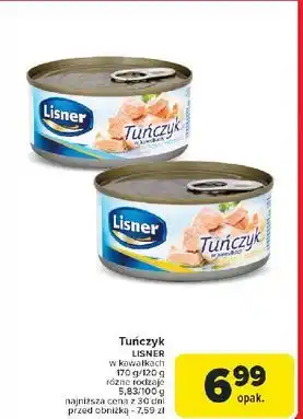 Carrefour Tuńczyk w kawałkach sosie własnym Lisner oferta