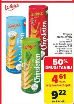 Carrefour Chipsy zielona cebulka ze szczypiorkiem Lorenz Chipsletten oferta