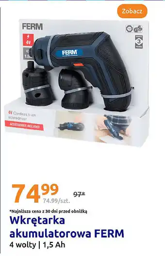 Action Wkrętarka akumulatorowa FERM oferta