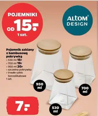 Netto Pojemnik szklany z bambusową pokrywką 950 ml Altom Design oferta