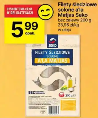 Delikatesy Centrum Filety śledziowe solone a'la Matjas Seko 250g oferta