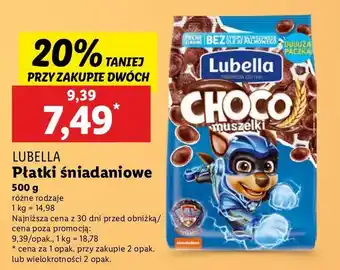 Lidl Płatki muszelki czekoladowe Lubella oferta