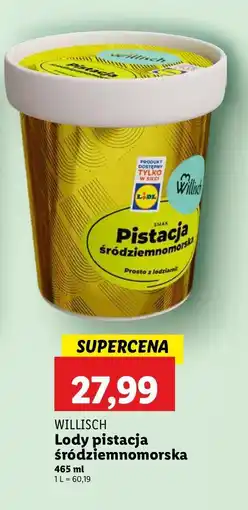 Lidl Lody pistacja śródziemnomorska Willisch oferta