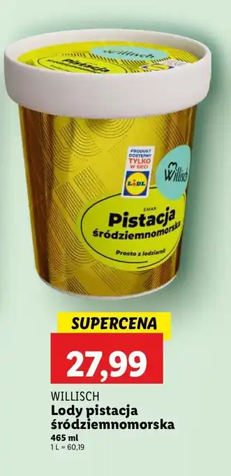 Lidl Lody pistacja śródziemnomorska Willisch oferta