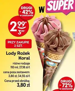 Żabka Lody Rożek Koral różne rodzaje 110ml oferta