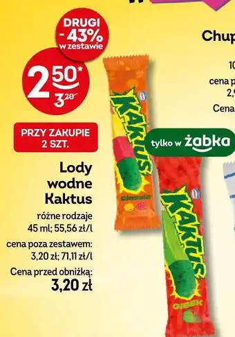 Żabka Lody wodne Kaktus różne rodzaje 45ml oferta