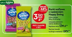 Żabka Rurki waflowe z nadzieniem Happy Swing różne rodzaje 150g oferta