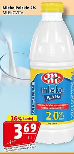 Prim Market Mleko Polskie 2% 1 l Mlekovita oferta