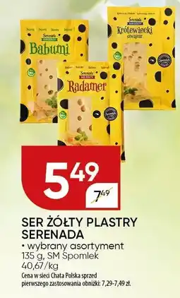 Chata Polska Ser żółty plastry serenada 135 g SM Spomlek oferta