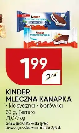 Chata Polska Kinder mleczna kanapka klasyczna Ferrero oferta