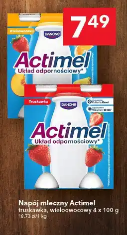 Lewiatan Napój mleczny Actimel truskawka, wieloowocowy 4x100g oferta