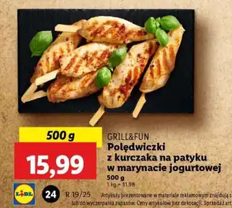 Lidl GRILL&FUN Polędwiczki z kurczaka na patyku w marynacie jogurtowej oferta