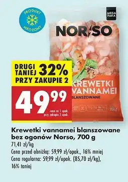 Biedronka Krewetki vannamei blanszowane Norso oferta