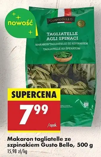 Biedronka Makaron tagliatelle ze szpinakiem Gustobello oferta