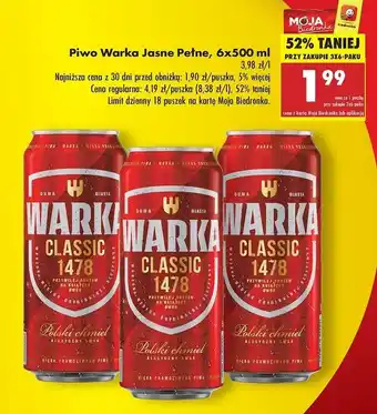 Biedronka Piwo Warka oferta
