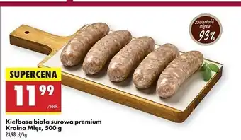 Biedronka Kiełbasa biała surowa premium Kraina Mięs oferta