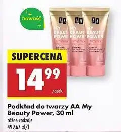 Biedronka Podkład rozświetlający 03 beige Aa My Beauty Power oferta