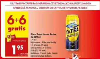 Biedronka Piwo Tatra Jasne Pełne 6x500 ml oferta