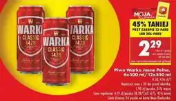 Biedronka Piwo Warka Jasne Pełne, 6x500 ml/12x550 ml oferta