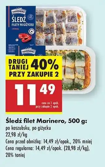 Biedronka Śledź filet Marinero, 500 g oferta
