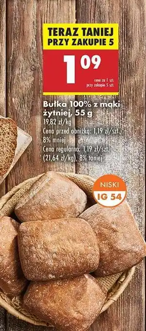 Biedronka Bułka 100 % z mąki żytniej 55 g oferta