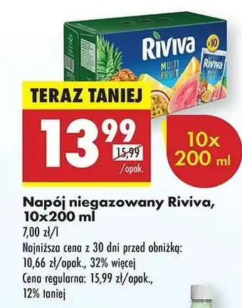 Biedronka Napój niegazowany Riviva, 10x200 ml oferta