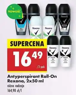 Biedronka Antyperspirant Roll-On Rexona, 2x50 ml oferta