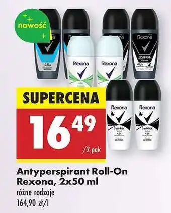 Biedronka Antyperspirant Roll-On Rexona, 2x50 ml oferta