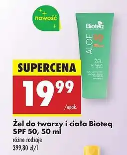 Biedronka Żel do twarzy i ciała Bioteq SPF 50, 50 ml oferta