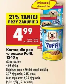 Biedronka Karma dla psa w puszce Puffi, 1240 g oferta
