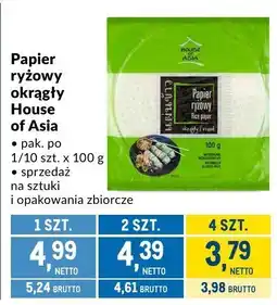 Makro Papier ryżowy okrągły House of Asia oferta