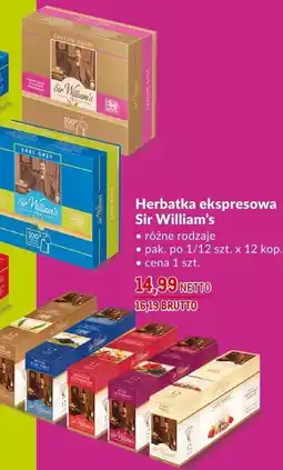 Makro Herbatka ekspresowa Sir William's różne rodzaje 12 kopert oferta