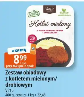 E.Leclerc Kotlet drobiowy de volaille z puree ziemniaczanym i marchewką groszkiem Virtu oferta