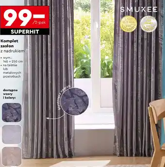 Biedronka Zasłony strukturalne na taśmie 140 x 250 cm Smukee oferta