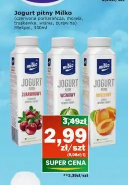 Społem Milko Jogurt pitny wiśniowy 330 ml oferta