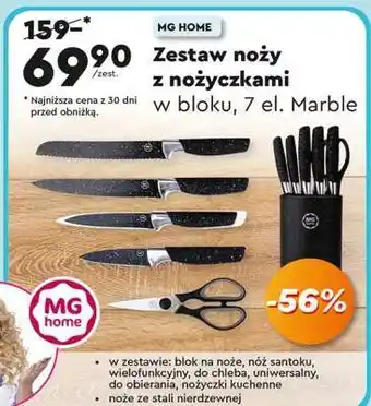 Biedronka Zestaw noży z nożyczkami w bloku, 7 el. Marble oferta
