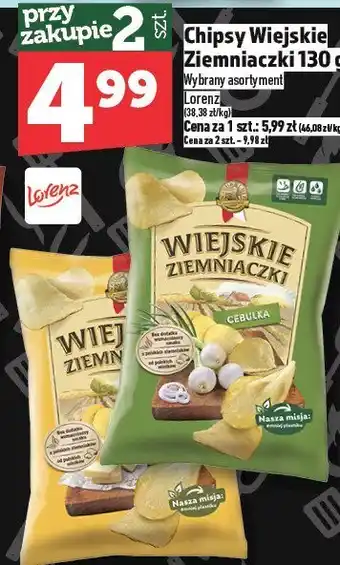 Topaz Chipsy Wiejskie Ziemniaczki 130 g Lorenz oferta