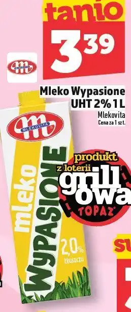Topaz Mleko Wypasione UHT 2% 1L Mlekovita oferta