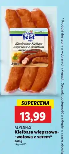 Lidl Kiełbasa wieprzowo-wołowa z serem Alpenfest oferta