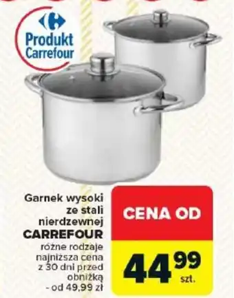 Carrefour Garnek wysoki ze stali nierdzewnej CARREFOUR oferta