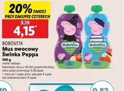 Lidl Bobovita Mus owocowy Swinka Peppa oferta