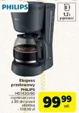 Carrefour Ekspres przelewowy PHILIPS HD7430/90 oferta