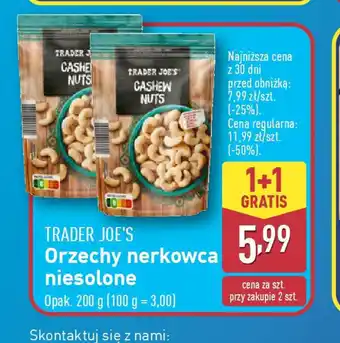 ALDI Orzechy nerkowca niesolone Trader Joe's oferta
