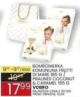 Wafelek Bombonierka komunia frutti di mare 185 g pralines coconut & caramel 195 g Vobro oferta