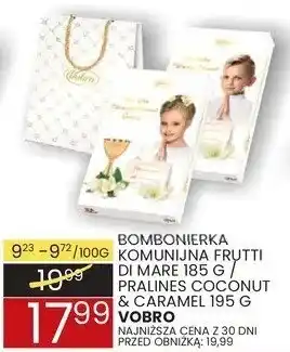 Wafelek Bombonierka komunia frutti di mare 185 g pralines coconut & caramel 195 g Vobro oferta