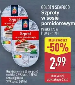 ALDI GOLDEN SEAFOOD Szproty w sosie pomidorowym oferta