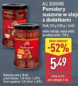 ALDI All Seasons Pomidory suszone w oleju z dodatkami oferta