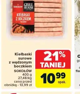 Carrefour Kiełbaski surowe z wędzonym boczkiem Sokołów oferta